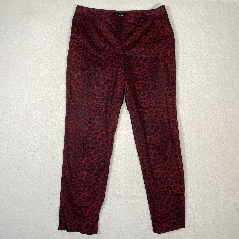 Talbots Red Leopard Print Pants Size 6 Sciura Dressing Mob Luxe‎ 2.0 Dark Luxury